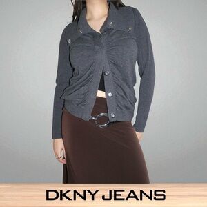 Women's DKNY Jeans Grey Cardigan, Size XL, 🍂